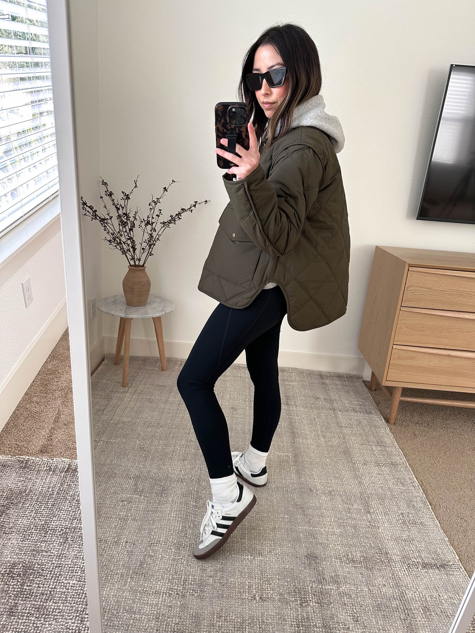 Banana Republic Factory finds! In love with this jacket. Very similar style to The Frankie Shop version but smaller for petites. It puffs out in the back and is stiffer/more structured. 

Jacket -  BR Factory xs
Hoodie - River Island xs
Leggings - Zella xs
Sneakers - Adidas Samba 4.5 men’s. 
Sunglasses - YSL

Petite Style, Neutral outfit, capsule wardrobe, minimal style, street style outfits, Affordable fashion, Spring fashion, Spring outfit,

#LTKshoecrush #LTKunder50 #LTKunder100
