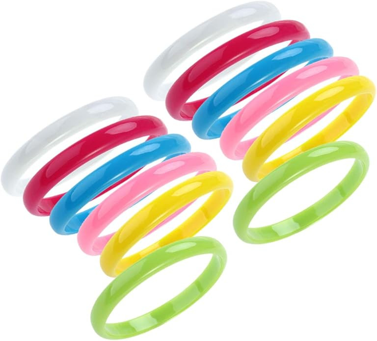 NUOBESTY Plastic Bangle Bracelets Candy Color Bracelet Party Favors Pack for Birthday Party 12pcs... | Amazon (US)