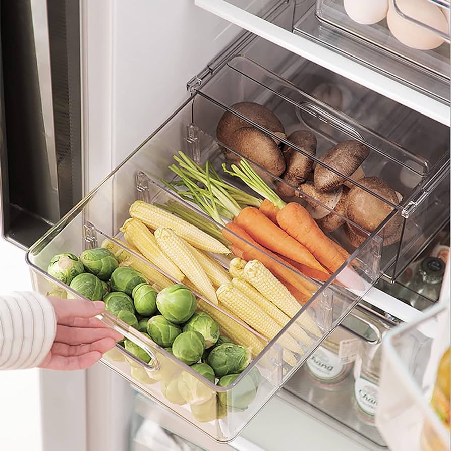 LALASTAR Refrigerator Organizer Bin with Pull-out Drawer, Large Fridge Organizer and Storage Clea... | Amazon (US)