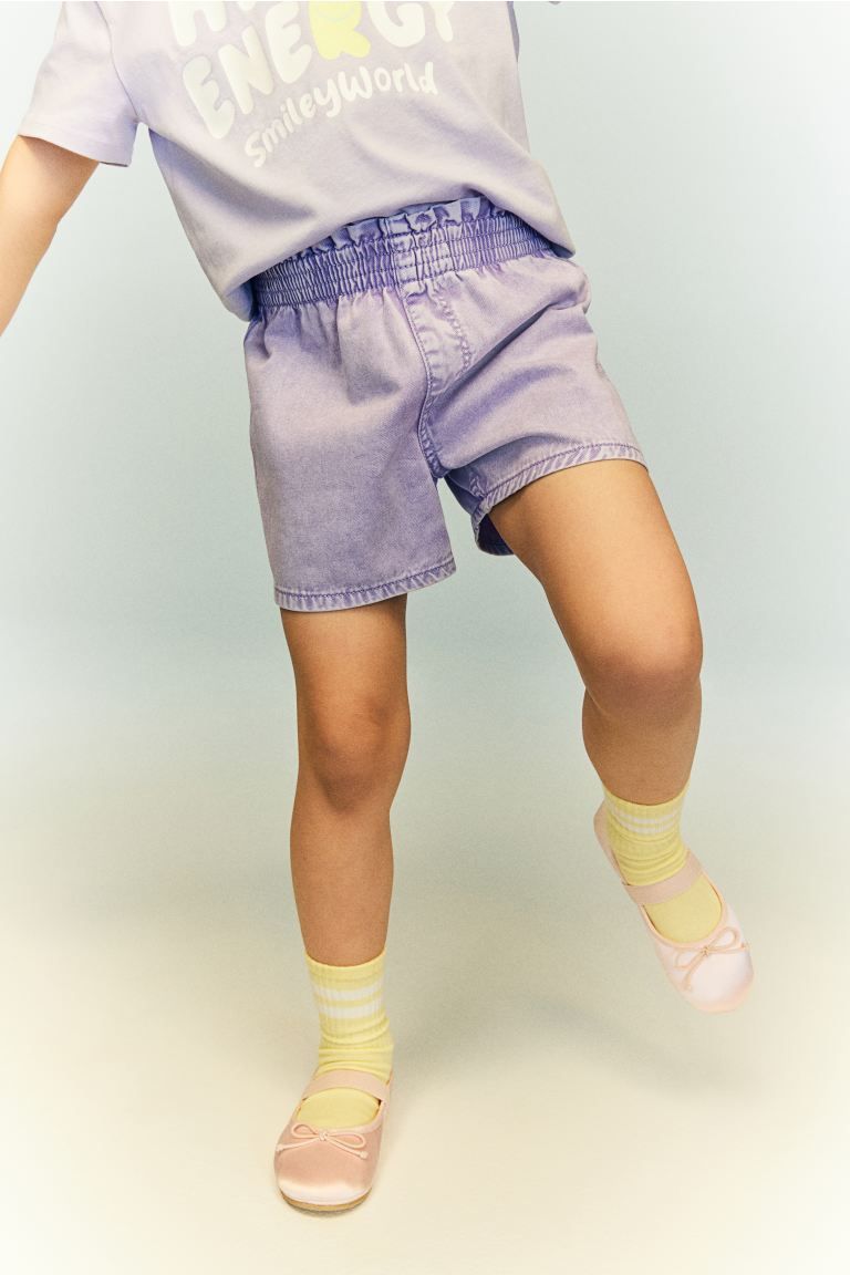 Loose Fit Denim Shorts - Regular waist - Short - Washed purple - Kids | H&M US | H&M (US + CA)