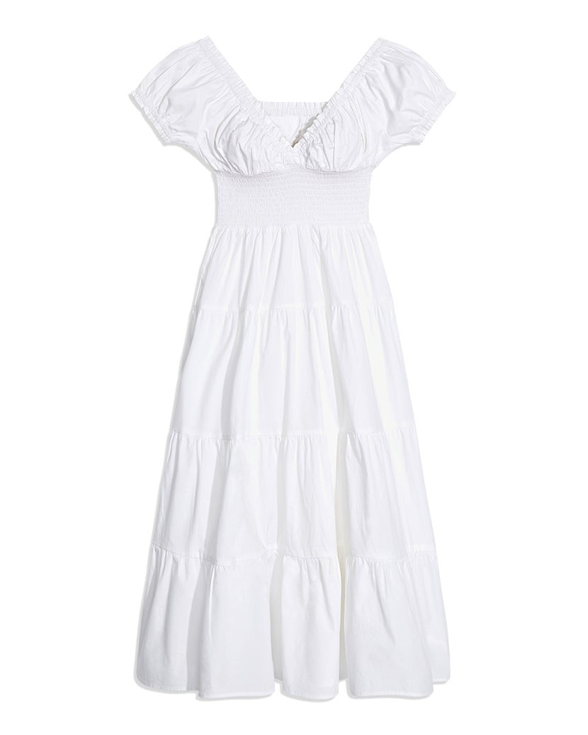 Puff Sleeve Cotton Poplin Smocked Midi Dress | We Wore What