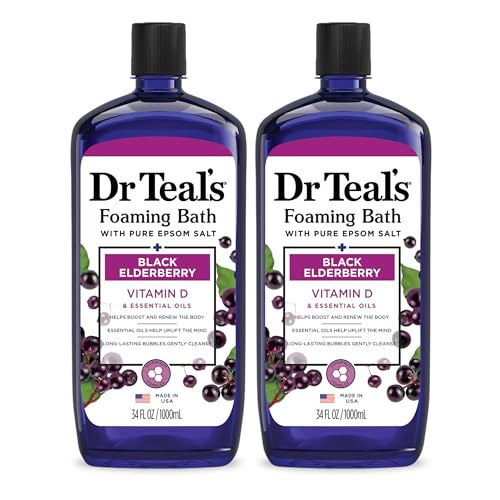Dr Teal's Foaming Bath with Pure Epsom Salt, Black Elderberry with Vitamin D, 34 fl oz (Pack of 2) | Amazon (US)
