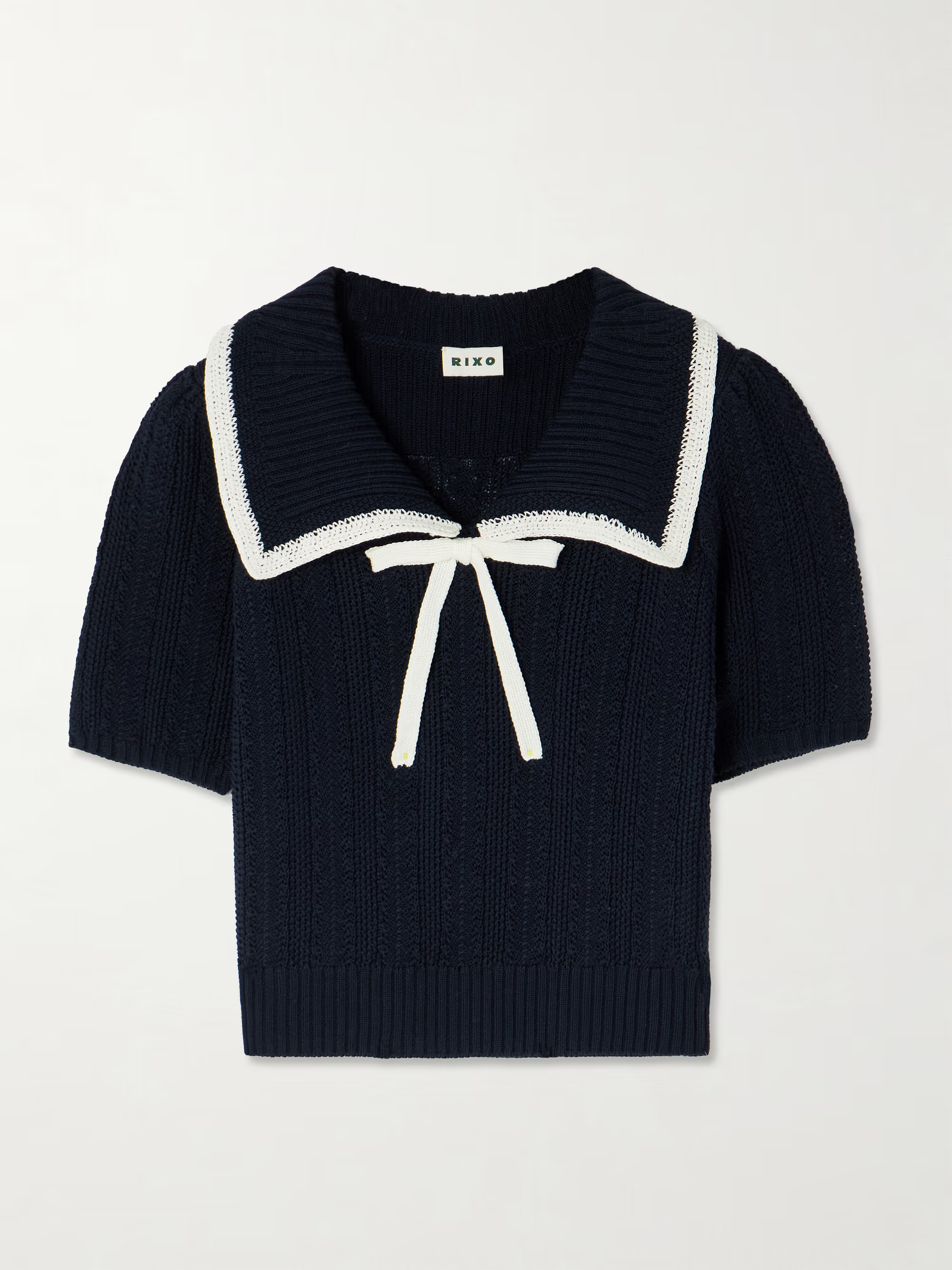 Pippa bow-detailed two-tone cotton sweater | NET-A-PORTER (US)