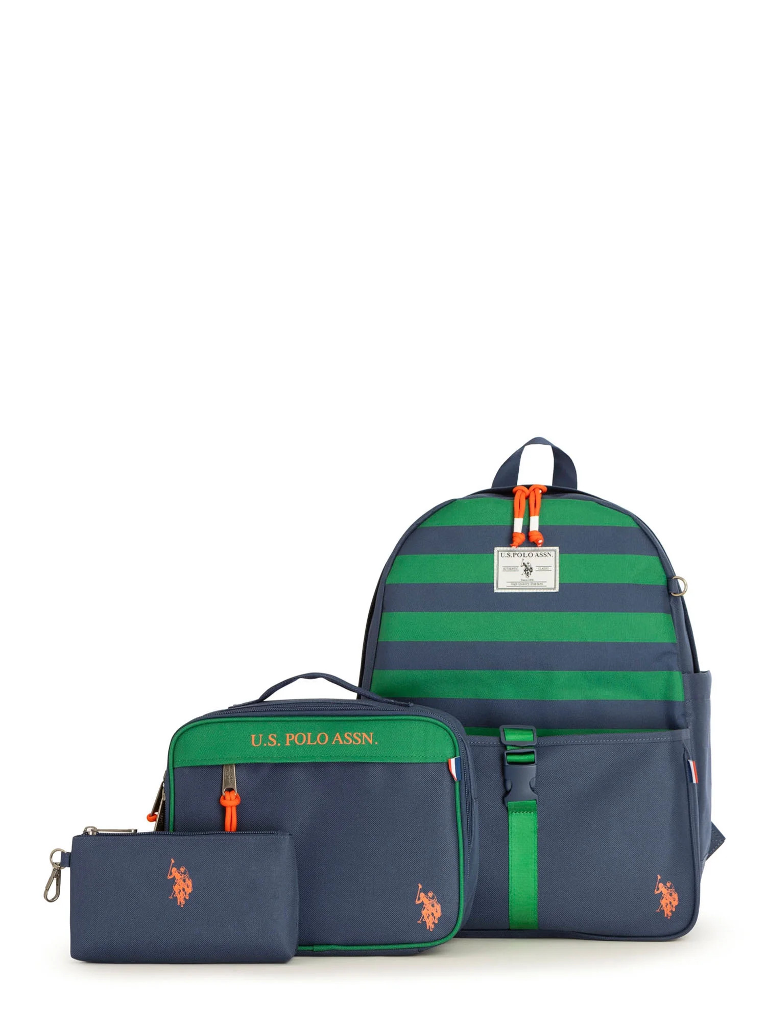 U.S. Polo Assn. Boys Water-Resistant Backpack, Lunch Tote, & Pencil Case, Green Navy - Walmart.co... | Walmart (US)