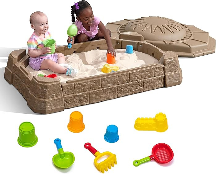 Step2 Naturally Playful Sandbox II, Kids Sand Activity Sensory Play Pit, Summer Outdoor Toys, 7 P... | Amazon (US)