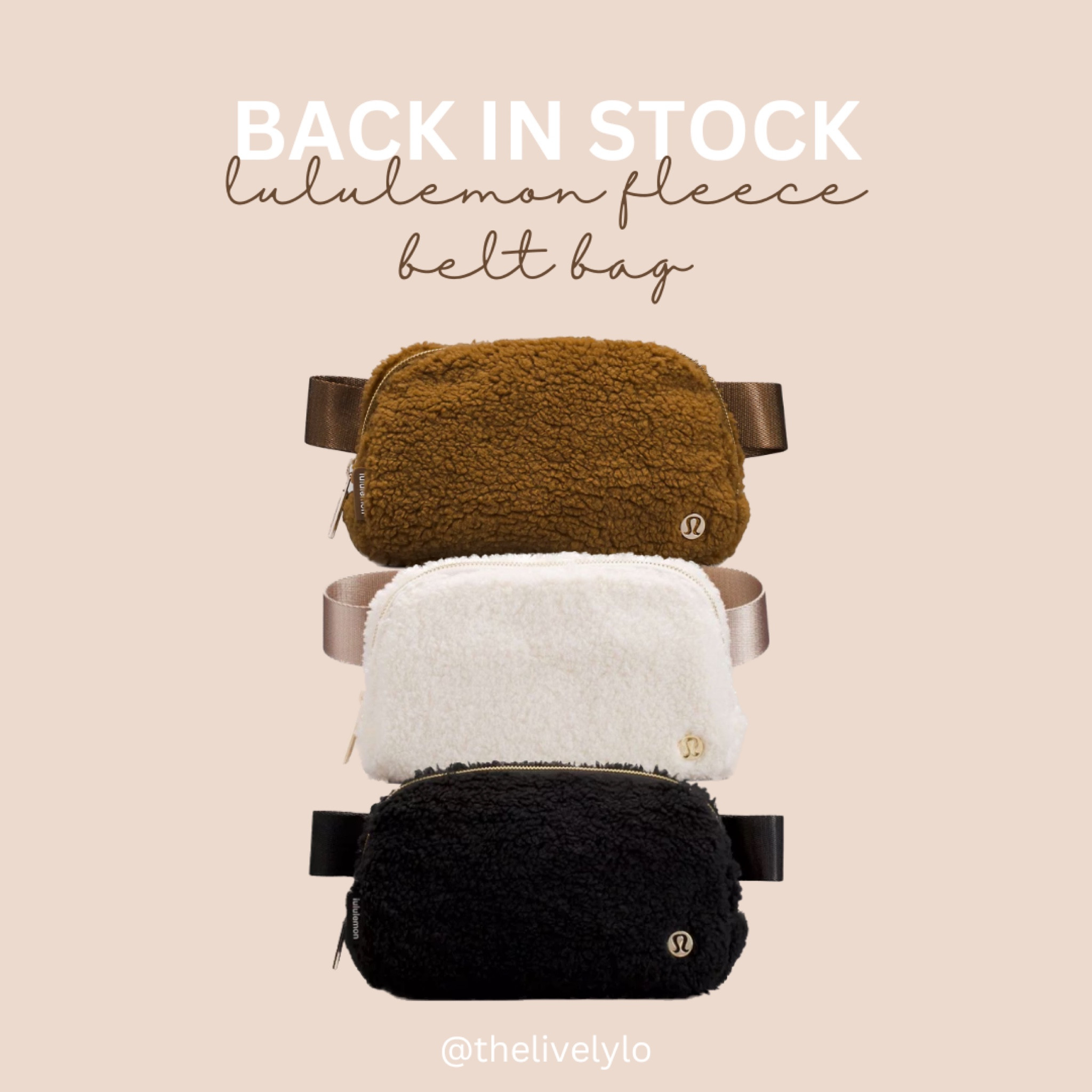 Back in stock! Lululemon fleece everywhere belt bag 🧸

#LTKunder100 #LTKGiftGuide #LTKHoliday