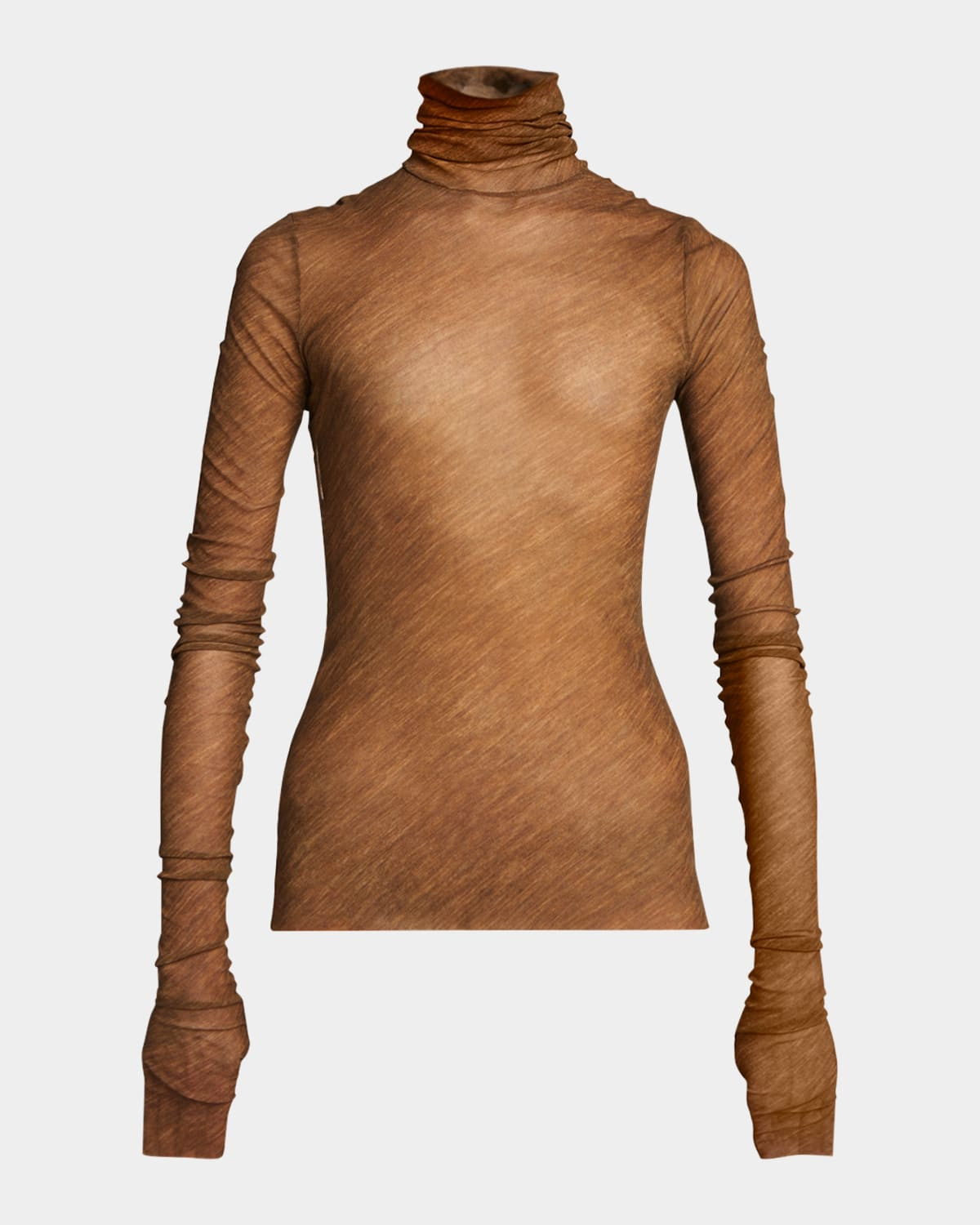 Printed Stretch Tulle Turtleneck | Neiman Marcus