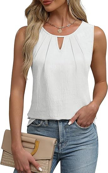 Blooming Jelly Womens Summer Tank Top Sleeveless Business Casual Outfits 2024 Basic Loose Dressy ... | Amazon (US)