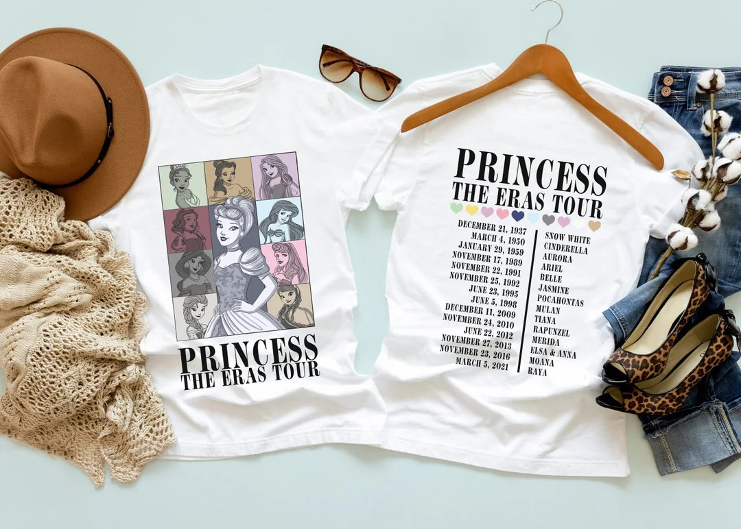Princess Eras Tour Bella Canvas Shirt, Disney Princess Tour Tee, Disney Princess Characters Shirt... | Etsy (US)