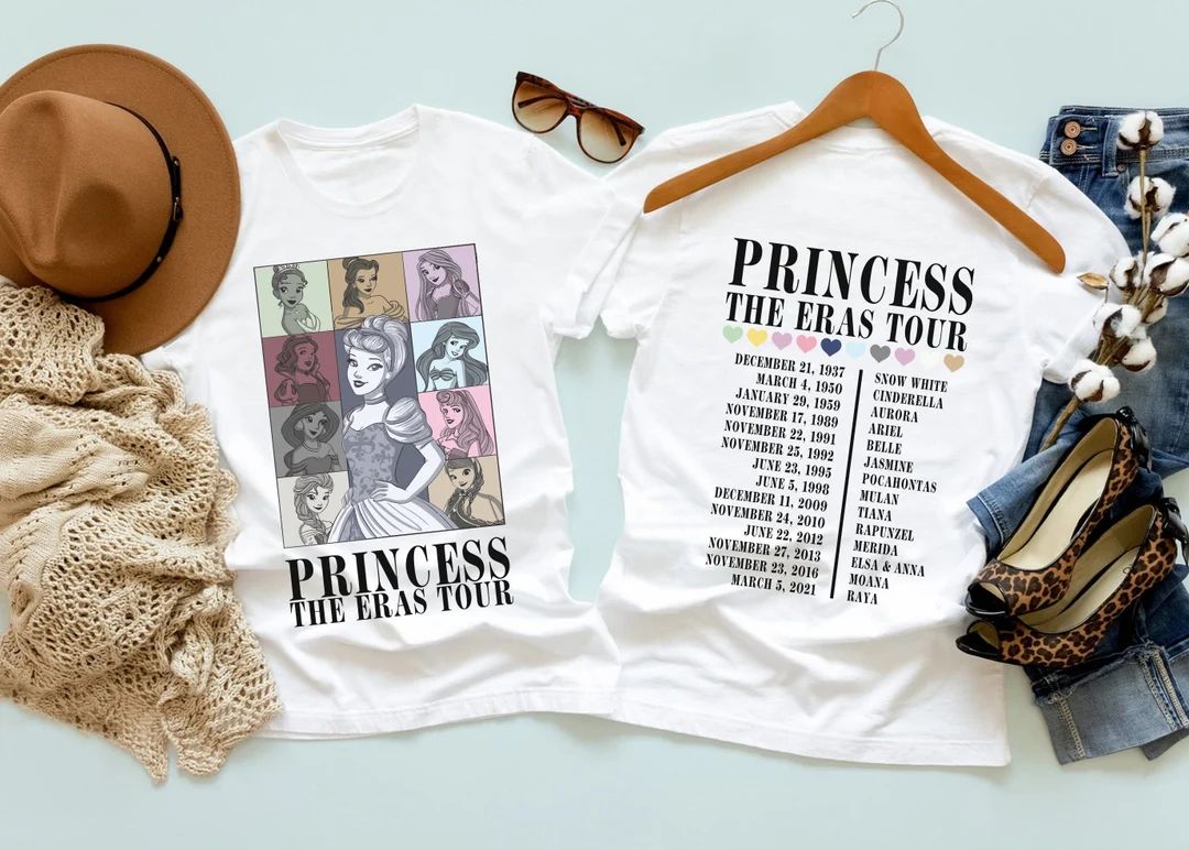 Princess Eras Tour Bella Canvas Shirt, Disney Princess Tour Tee, Disney Princess Characters Shirt... | Etsy (US)