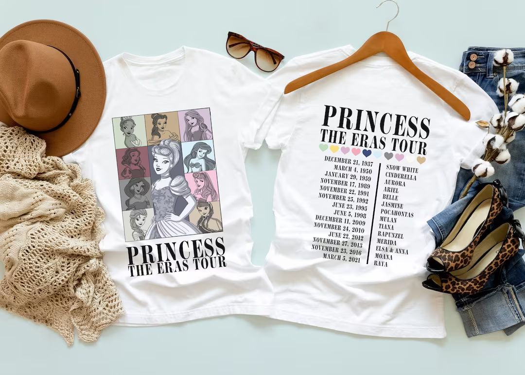 Princess Eras Tour Bella Canvas Shirt, Disney Princess Tour Tee, Disney Princess Characters Shirt... | Etsy (US)