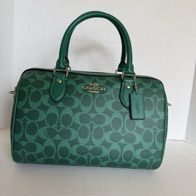 NWT Coach Rowan Satchel Bright Jade Green Signature Canvas Shoulder Bag | eBay | eBay US