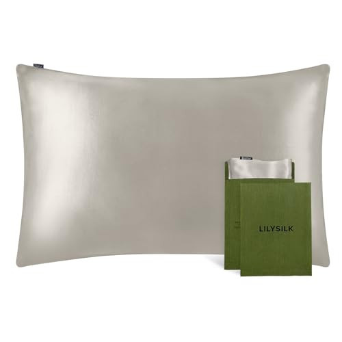 LILYSILK 100% Mulberry Silk Pillowcase 19MM Both Side Silk Hypoallergenic Breathable Housewife Pillow Cover with Envelope Closure for Hair and Skin(Silver Grey,Standard 50x75cm) | Amazon (UK)