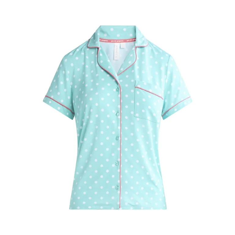 Joyspun Women’s Short Sleeve Knit Notch Collar Top and Shorts Pajama Set, 2-Piece, Sizes XS to ... | Walmart (US)