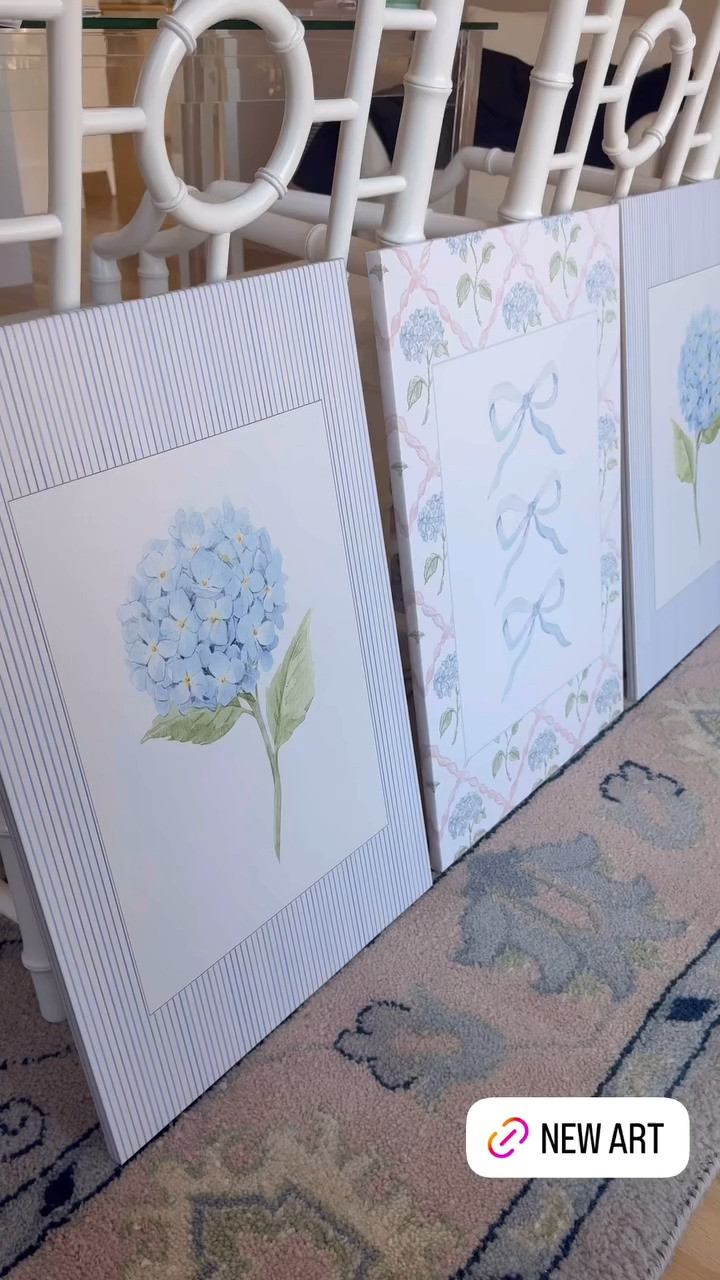 Osessed with these prints for Lily’s bedroom! 💕 The light blue, white, and soft pink tones are perfect for the space. The mix of the preppy hydrangea print with the elegant bow design gives the room such a charming vibe. Can’t wait to see them come to life in the new space! 

 #LTKWatchNow #LTKHome