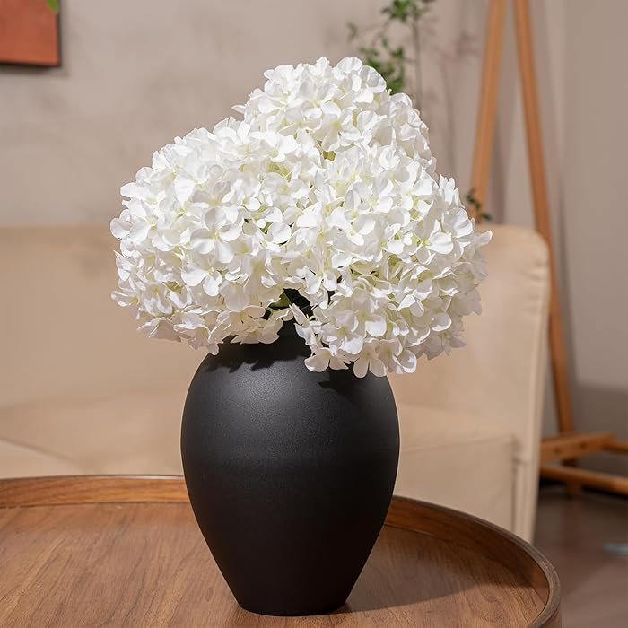 Matte Black Metal Vase, 9.5 Inch Tall Oval Shaped Decorative Flower Vase for Tabletop, Minimalist... | Amazon (US)