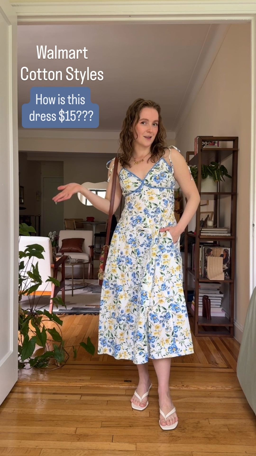 $15 cotton dress from Walmart. Pockets and adjustable straps