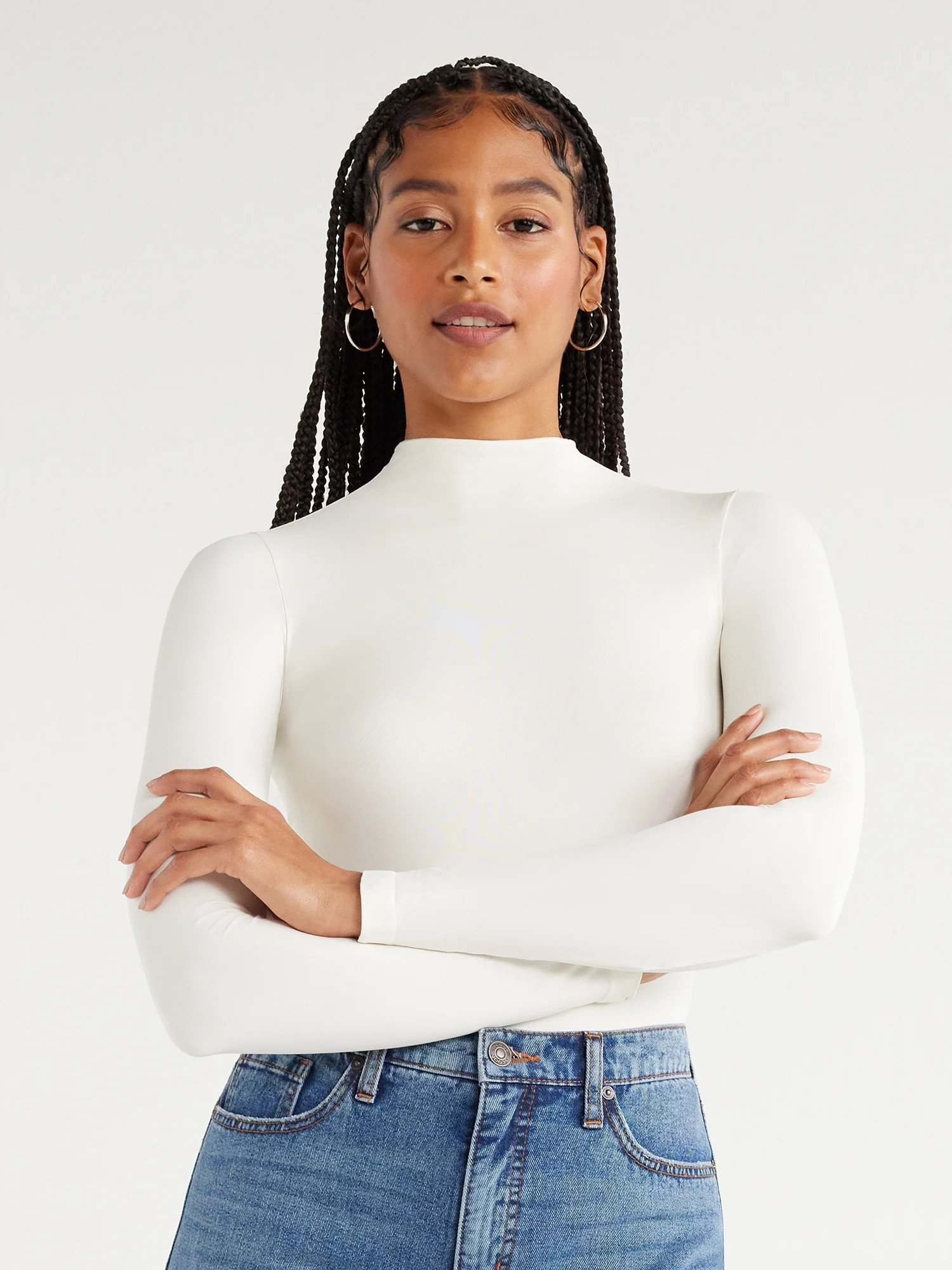 Scoop Women's Seamless Mock Neck Bodysuit with Long Sleeves, Sizes XS-XXL | Walmart (US)