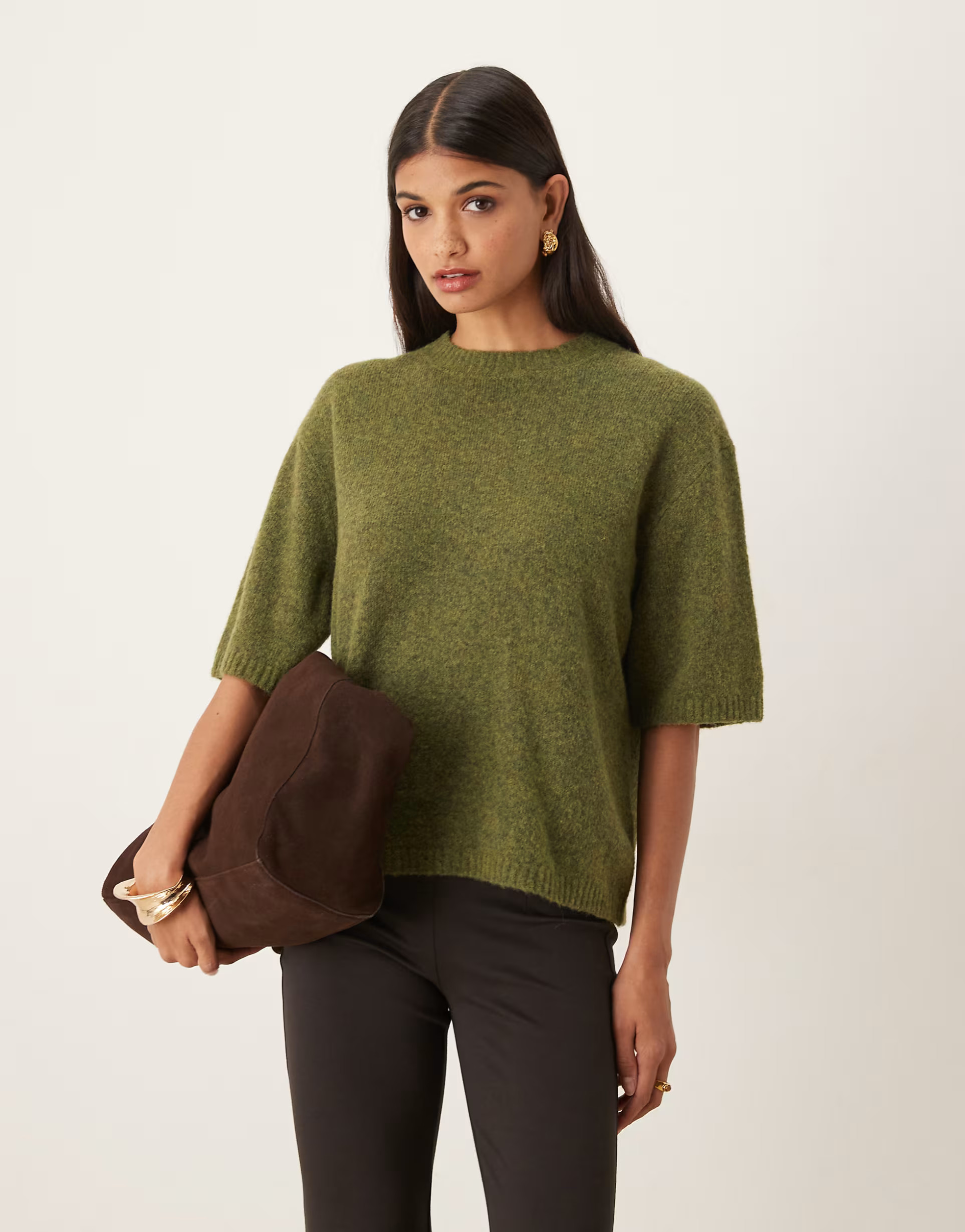 ASOS DESIGN relaxed knitted alpaca tshirt in olive | ASOS | ASOS (Global)