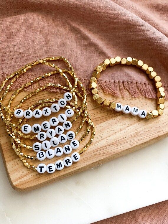 Name Bracelets | Dainty Gold Name bracelets | Stacking Bracelets | Mama Bracelets | Initial Brace... | Etsy (US)