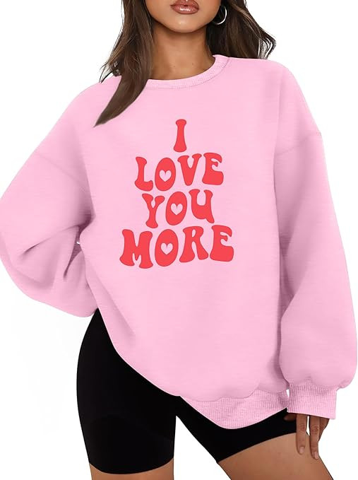 hohololo Valentines Day Sweatshirt Women Valentine Shirts Love Heart Long Sleeve Tops Oversized C... | Amazon (US)