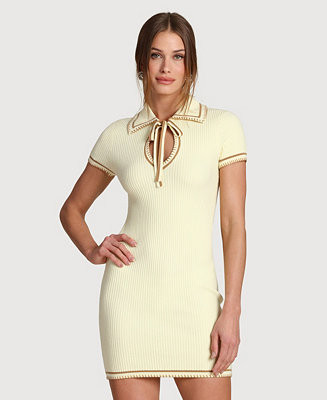 Women's Blanket Stitch Spread Collar Mini Dress | Macy's