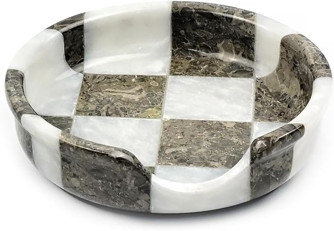 Marble Spoon Rest for Stove Top, Checkered Kitchen Utensil Holder, Coffee Bar Accessory, White Gr... | Amazon (US)