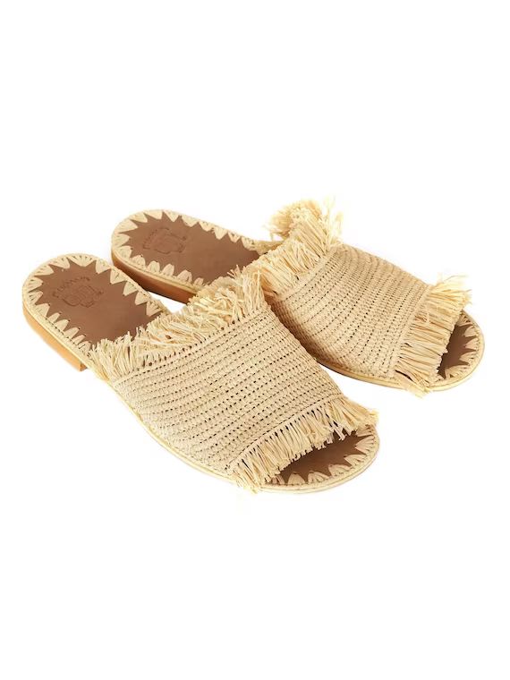 Raffia Shoes /  Raffia Slippers / Raffia Sandals / Raffia Slides / Moroccan Shoes / Moroccan Slip... | Etsy (US)