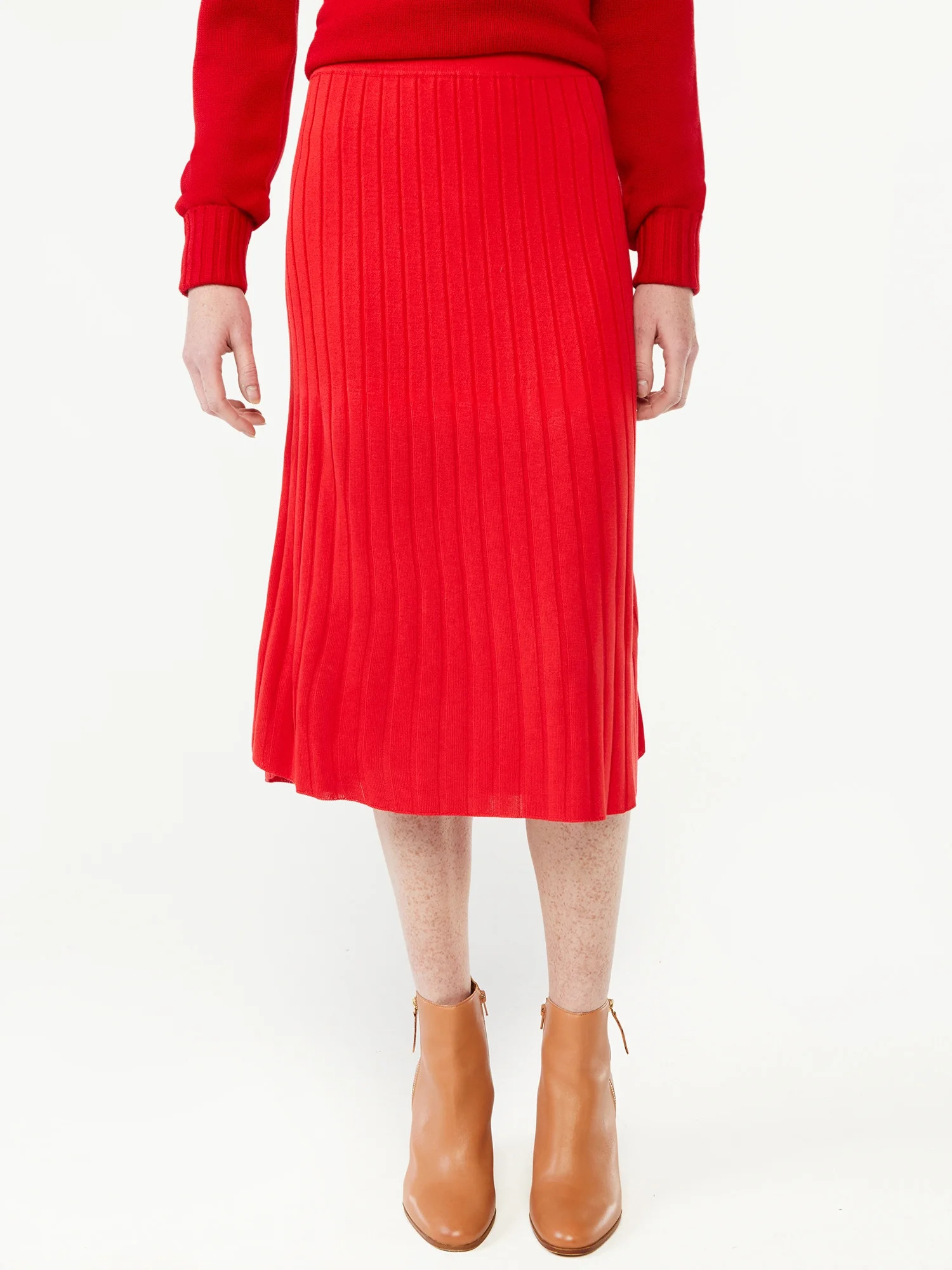 Free Assembly Women's Pleated Midi Sweater Skirt | Walmart (US)