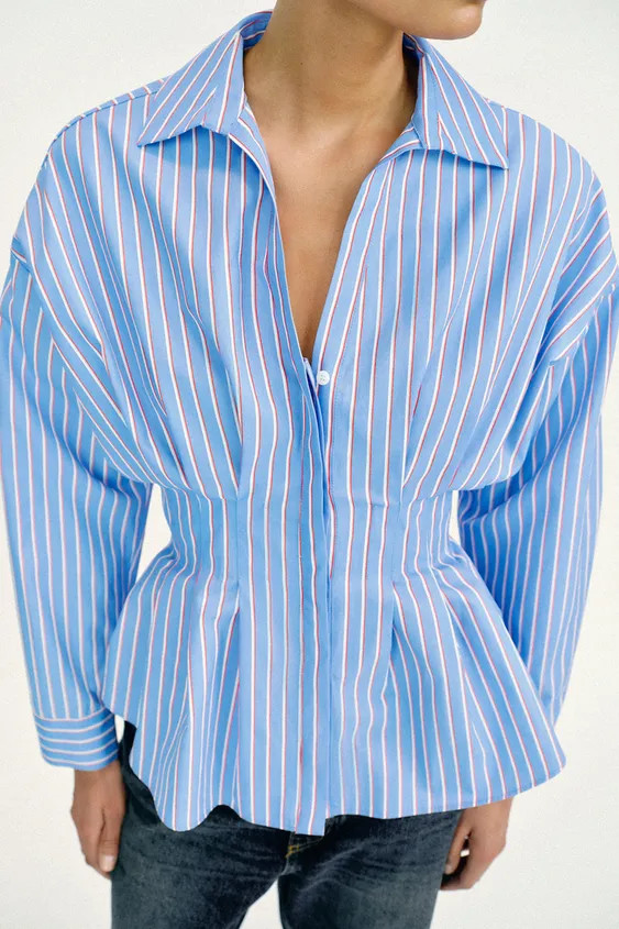 STRIPED POPLIN SHIRT WITH DARTS | Zara UK