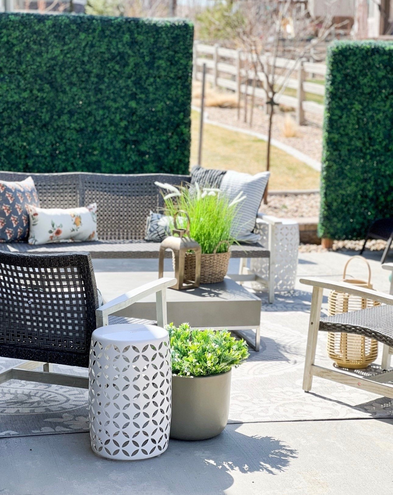 Patio setup with some faux floral plants! 


#LTKHome #LTKOver40 #LTKSeasonal