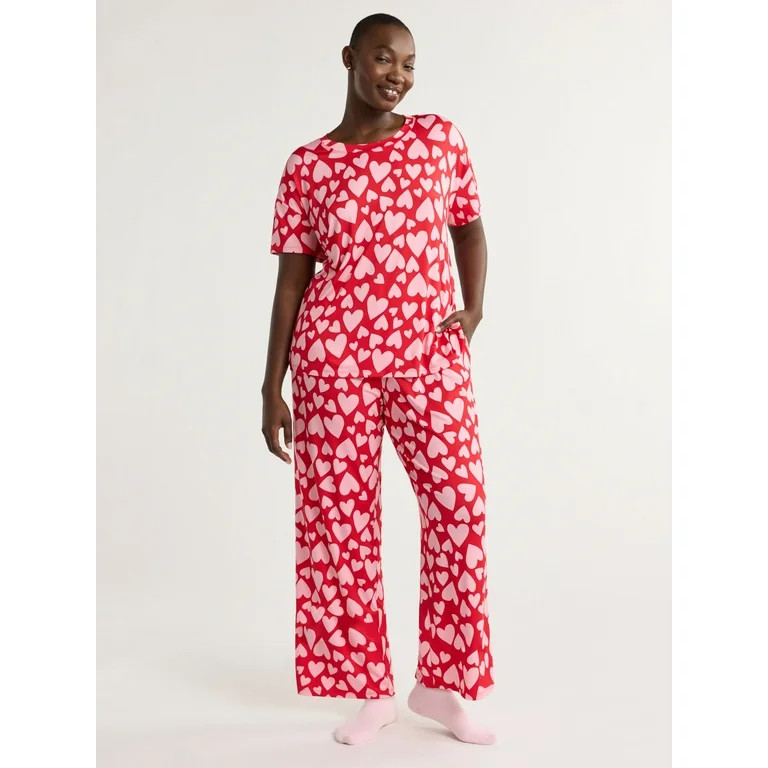 Joyspun Women's Sleep Tee and Pants Pajama Set, 2-Piece, Sizes XS to 3X | Walmart (US)