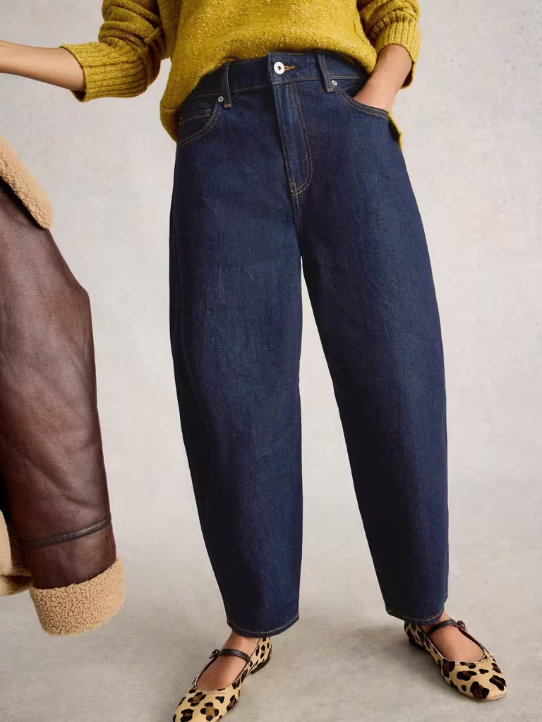 Aubrey Barrel Leg Jean  in DK DENIM | White Stuff UK