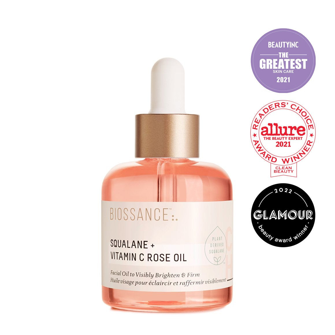 Biossance Squalane & Vitamin C Rose Oil Anti-Aging Hydrating Facial Oil for All Skin Types Clinicall | Biossance (US)