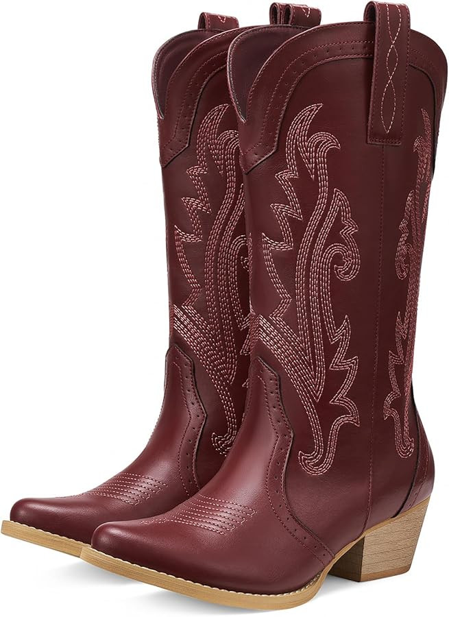 HISEA Rollda Cowboy Boots for Women, Cowgirl Boots, Comfortable Western Boots with Pointed Toe St... | Amazon (US)