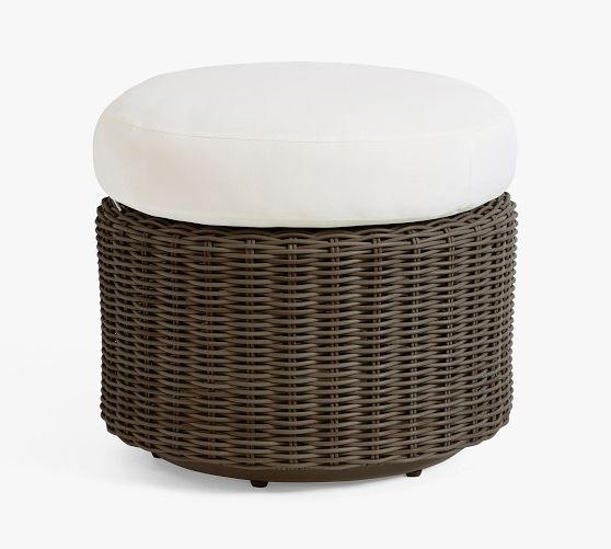 Huntington Wicker Petite Swivel Outdoor Ottoman (21") | Pottery Barn (US)