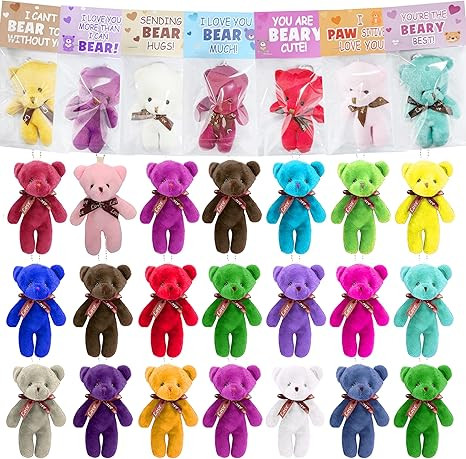 24pcs Valentine's Day Gift Cards with Plush Bears Plush Toys Party Favors, Stuffed Animal Plush T... | Amazon (US)