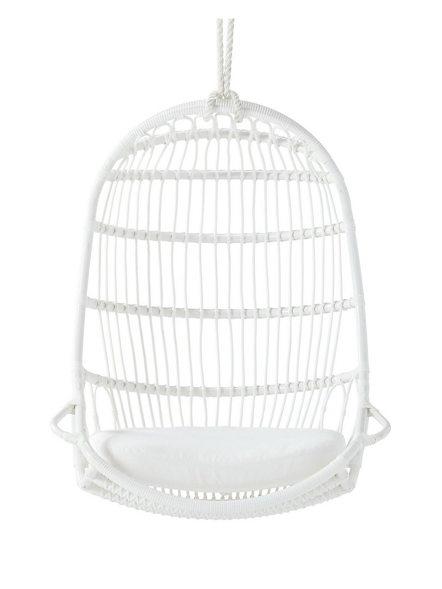 Outdoor Hanging Chair Cushion - White Sunbrella\u00ae Canvas | Serena and Lily