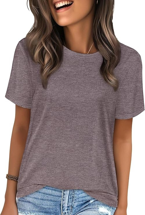 T Shirts for Women Summer Short Sleeve Crewneck Tops Graphic Basic Tees | Rosemia Soft Stretchy B... | Amazon (US)