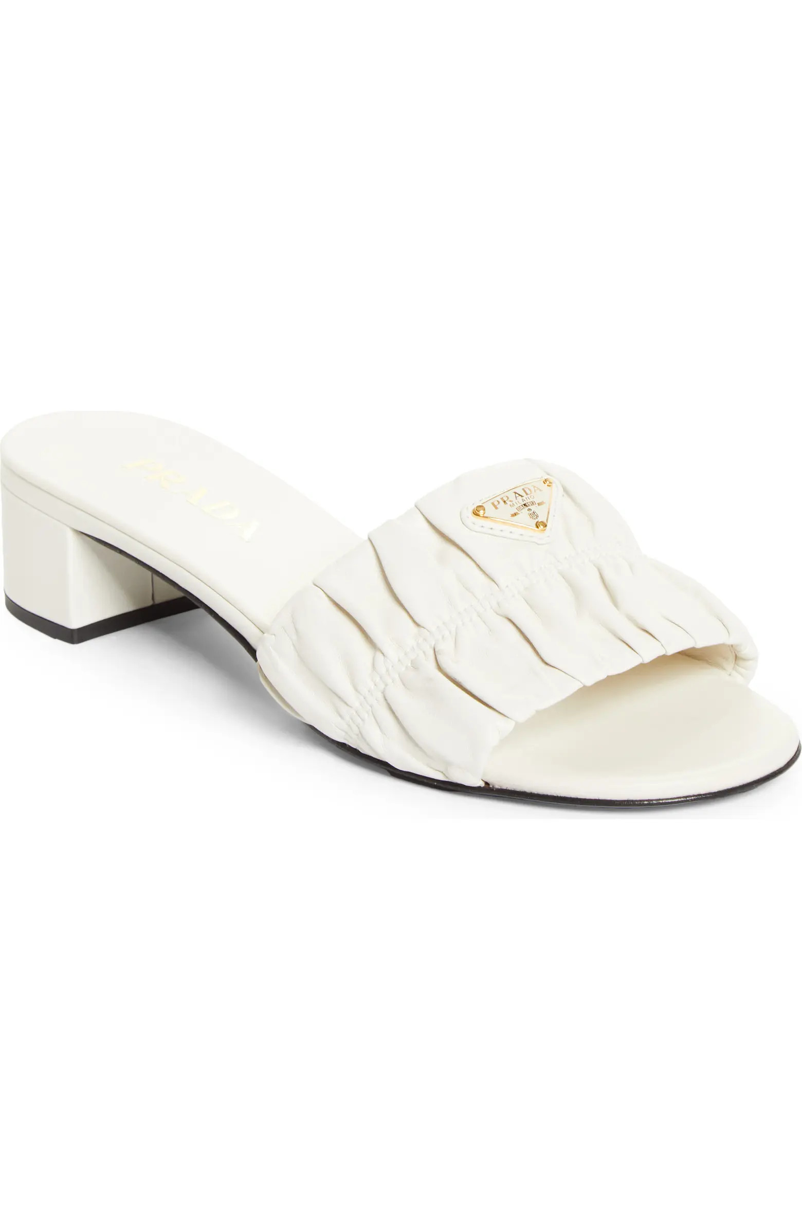 Prada Ruched Logo Sandal (Women) | Nordstrom | Nordstrom