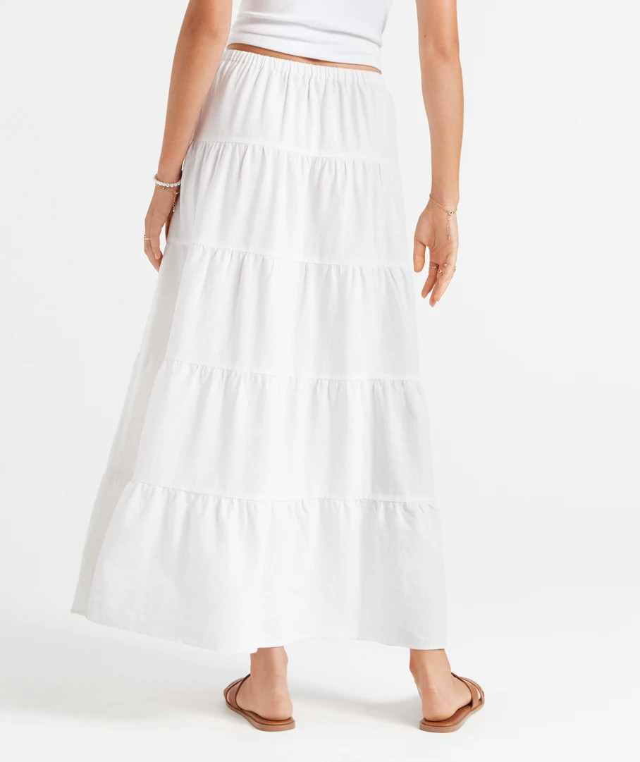 SCARLETT LINEN BLEND TIERED MAXI SKIRT | Sportsgirl