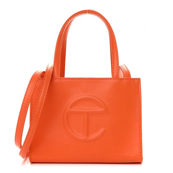 TELFAR Vegan Leather Small Shopping Bag Orange | Fashionphile