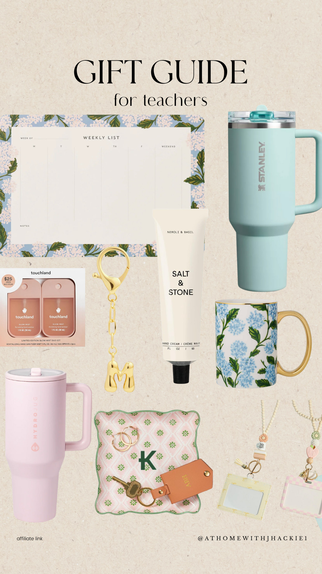 Gift Guide for Teachers teacher gift ideas, teacher gifts 2024, amazon teacher gifts, stanley cup tumbler, hydrojug cup, touchland sanitizer set, salt and stone hand cream, keychain initial, personalized desk tray, teacher lanyard, floral mug, weekly planner pad, cute teacher gifts, affordable teacher gifts, christmas gifts teachers 

 

#LTKGiftGuide #LTKHoliday #LTKSeasonal