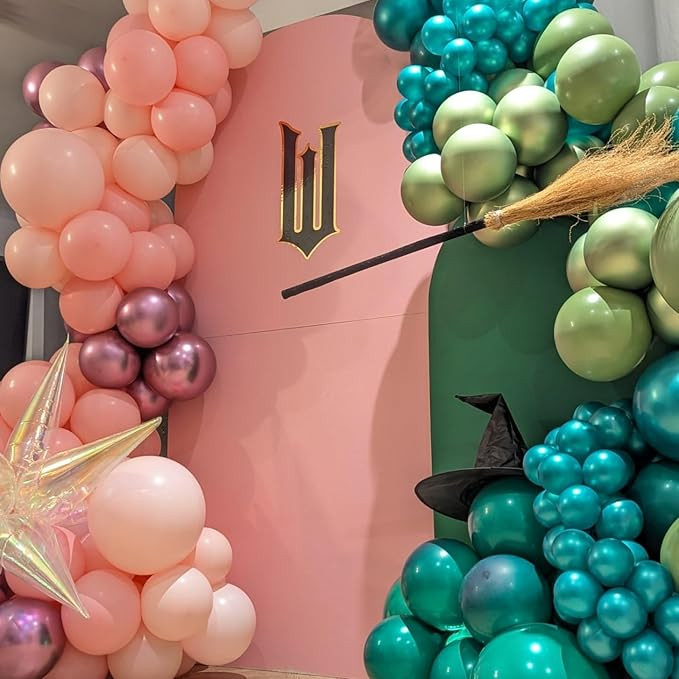 Green and Pink Balloon Garland Arch Kit, 153pcs Pink Green Black Balloons with Iridescent Explodi... | Amazon (US)