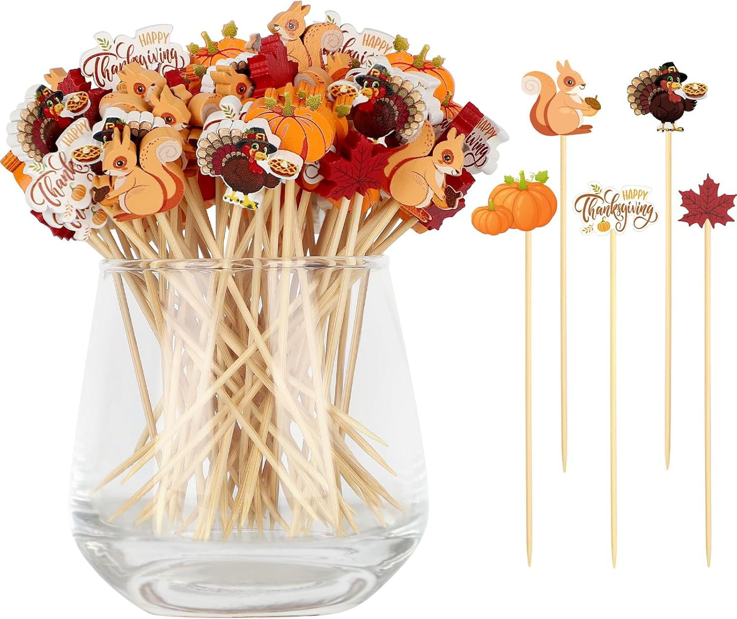 100 Fall Cocktail Picks, Thanksgiving Fancy Toothpicks for Appetizers Decor | Amazon (US)