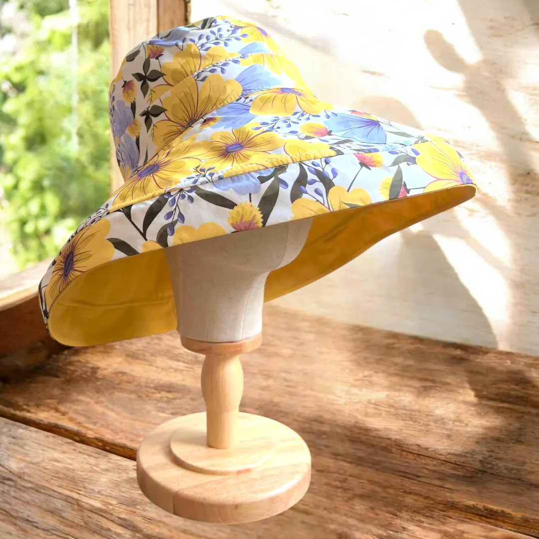 Reversible Daisy Wide Brim Sun Hat for Women - 100 % Cotton Summer Gardening Accessory & Unique G... | Etsy (US)