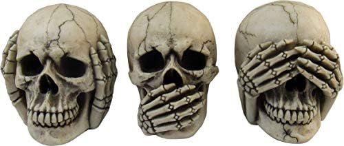 DWK - Three Wise Skulls - Set of Three (3) See Hear Speak No Evil Realistic Mini Skull Figurines ... | Amazon (US)