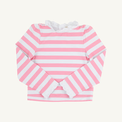 Winnie's Wave Spotter Swim Shirt (UPF 35+) - Caicos Cabana Stripe (Hamptons Hot Pink) with Worth Avenue White | The Beaufort Bonnet Company