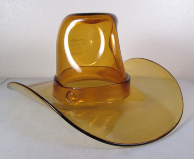 Vintage Amber Blenko Glass Cowboy Hat Vase/Sculpture With Stetson Hats Etched | eBay US