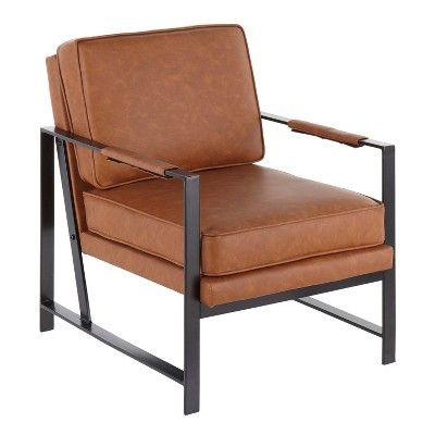 Franklin Armchair with Faux Leather Black/Camel Brown - LumiSource | Target